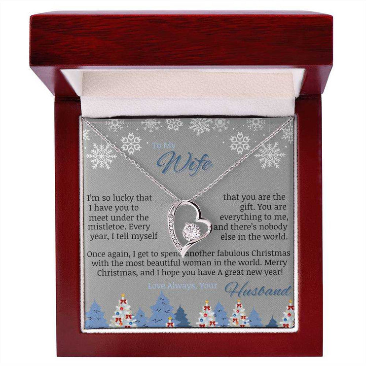 white gold forever love necklace in luxury box
