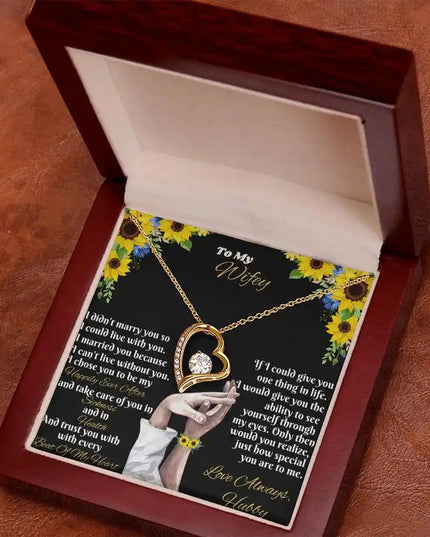 yellow gold forever love necklace in two-tone box
