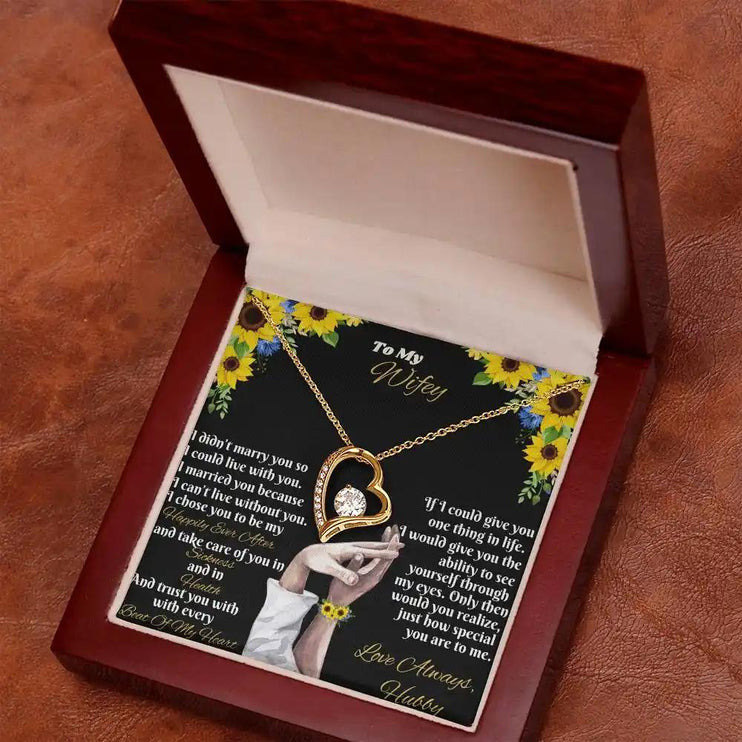 yellow gold forever love necklace in two-tone box