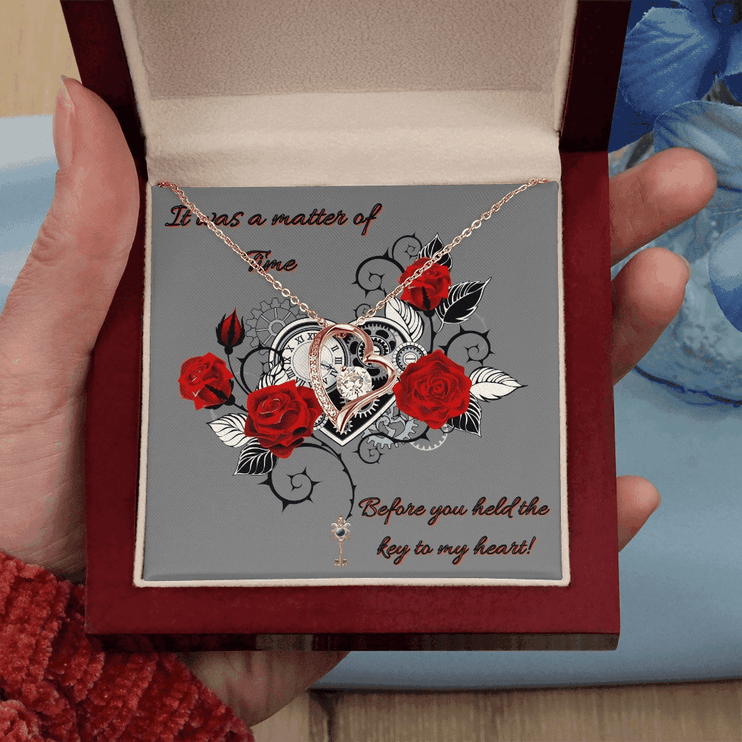 forever love necklace in a soft box