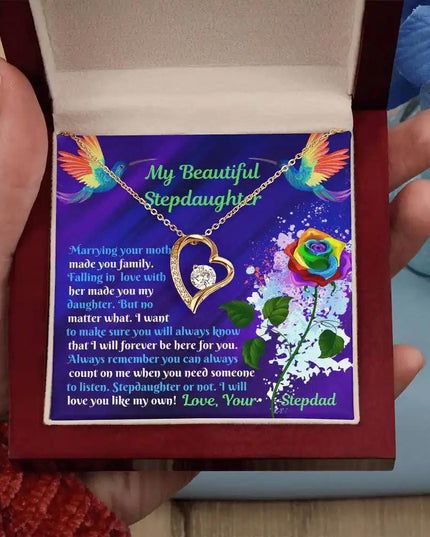 Forever Love Necklace yellow gold mahogany box