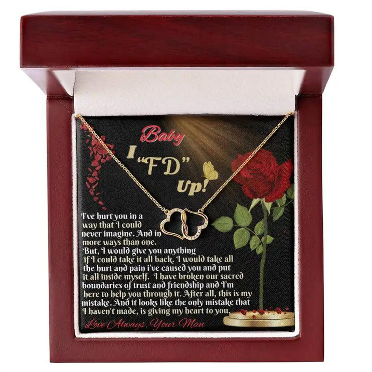 everlasting love necklace in a mahogany box