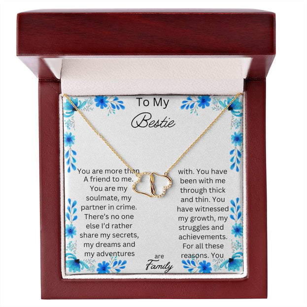 Everlasting Love Necklace in 10k Gold and in a Mahogany Box Angle 1.