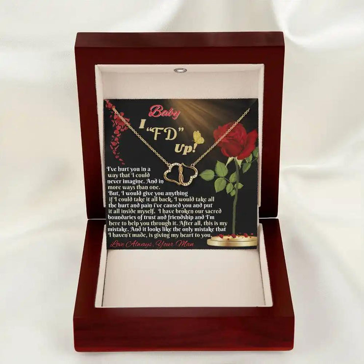 everlasting love necklace in a mahogany box