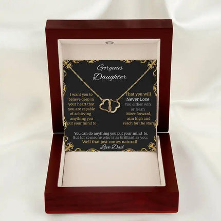 Everlasting Love Necklace with 10k charm in a mahogany box with LED light angle 4