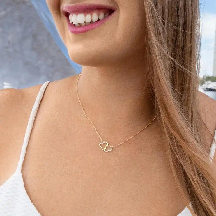 everlasting love necklace on model's neck front