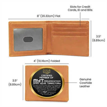 graphic leather wallet showing inside pockets
