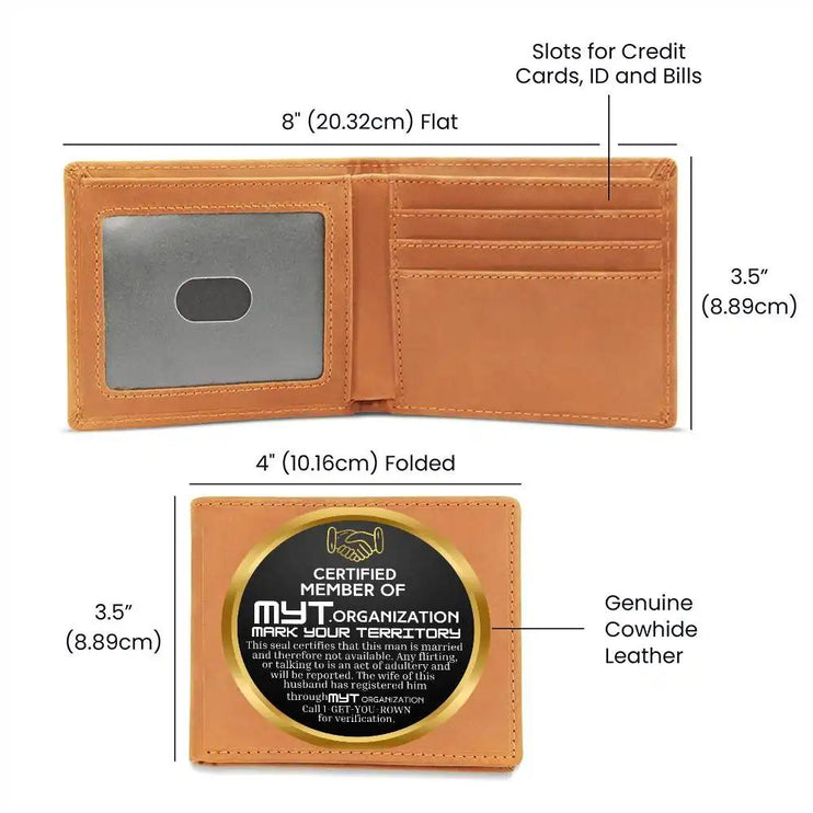 graphic leather wallet showing inside pockets