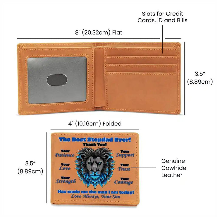 graphic leather wallet. 