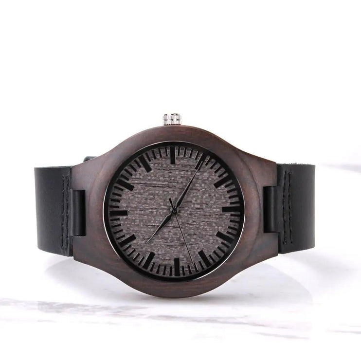   Engraved Wooden Watch front 
