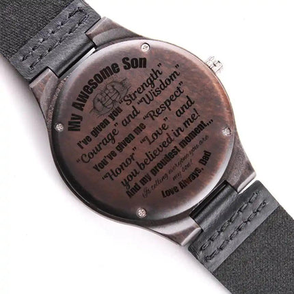 Engraved Wooden Watch backside