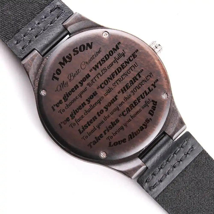 Engraved Wooden Watch backside