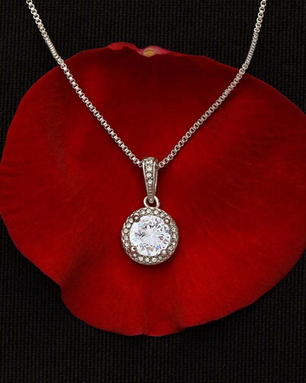 eternal hope necklace on a red rose petal