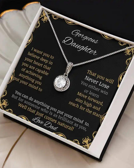 eternal hope necklace with a white gold charm in a two-tone box angle 3
