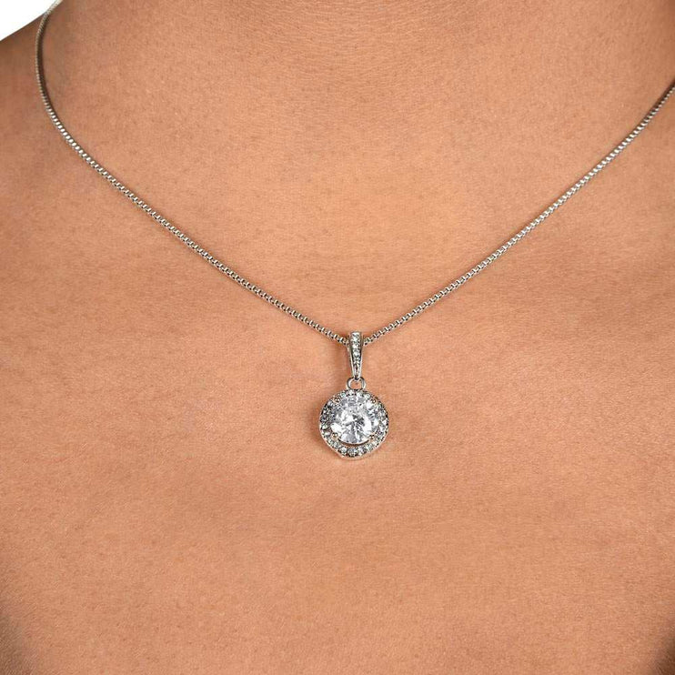 eternal hope necklace on a model's neck