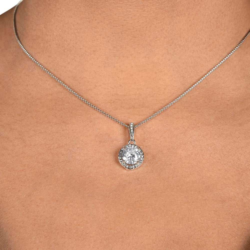 eternal hope necklace on a model's neck