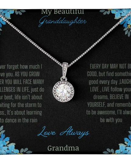 Eternal Hope Necklace with a to granddaughter from grandma up close