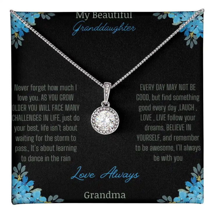 Eternal Hope Necklace with a to granddaughter from grandma up close