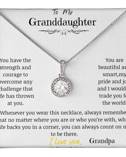 a white gold eternal hope necklace up close