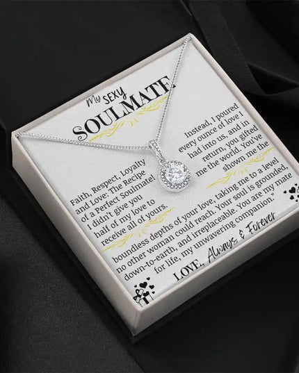 a eternal hope necklace angled to left.