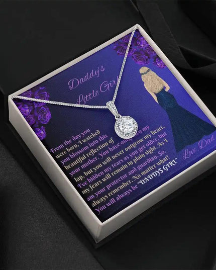 white gold eternal hope necklace in a two-tone box angled to left