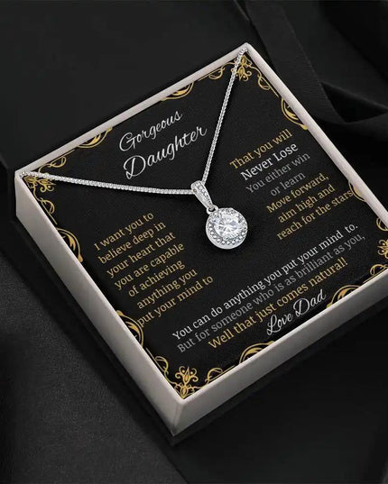 eternal hope necklace with a white gold charm in a two-tone box angle 4