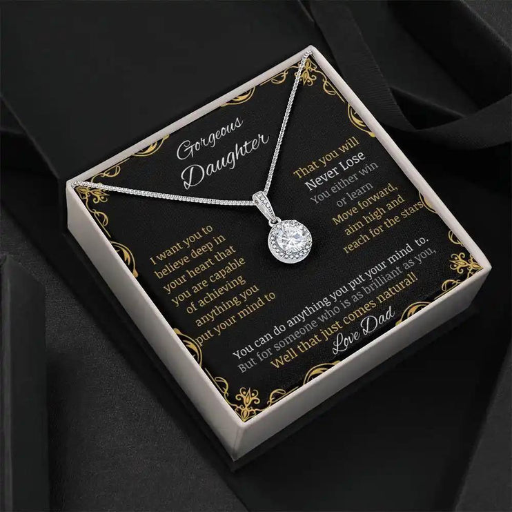 eternal hope necklace with a white gold charm in a two-tone box angle 4