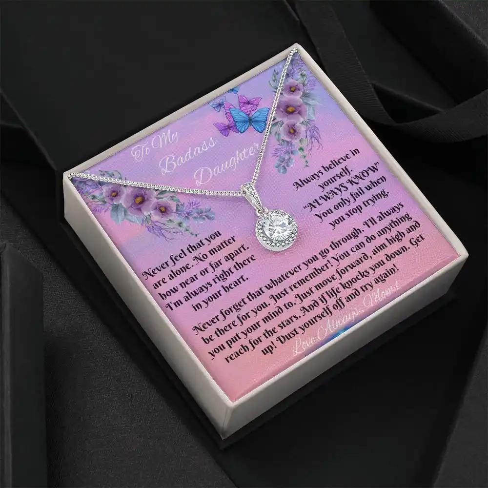 white gold eternal hope necklace in a two-tone box angled left