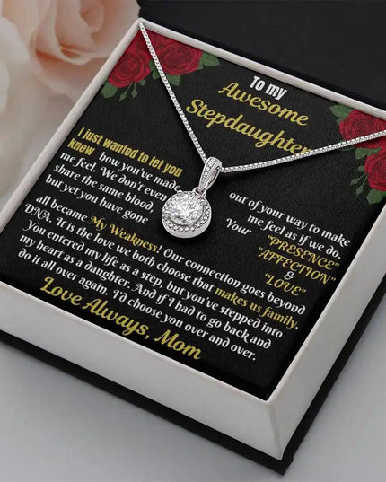 white gold eternal hope necklace on two-tone box angled right