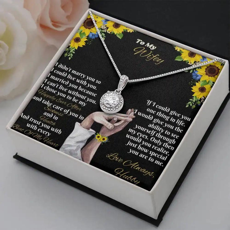 white gold eternal hope necklace in two-tone box angled right