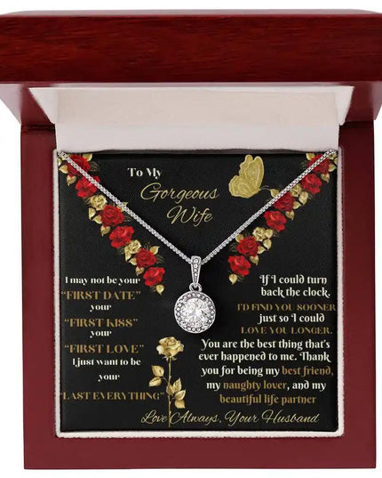 white gold eternal hope necklace in mahogany box