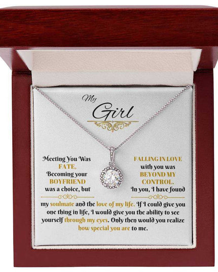 eternal hope necklace in a luxury box up close