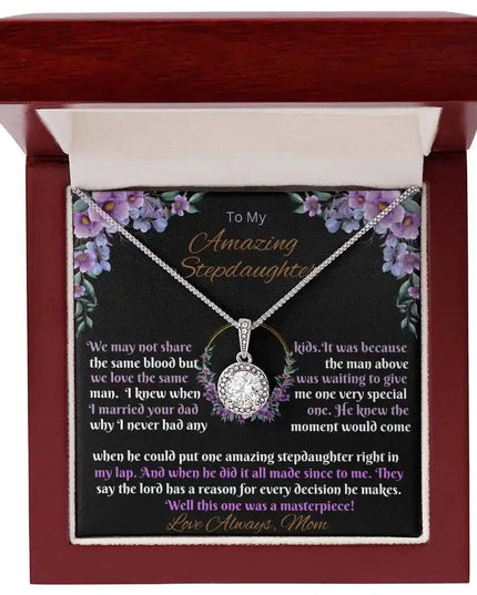 white gold eternal hope necklace in a mahogany box