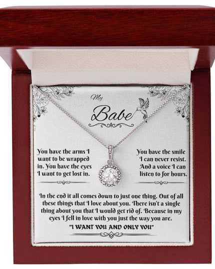 eternal hope necklace in a luxury box up close