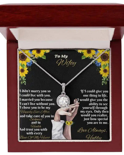 white gold eternal hope necklace in mahogany box
