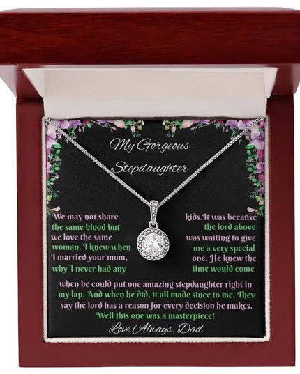 white gold eternal hope necklace in a mahogany box