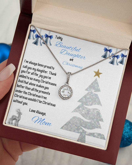 eternal hope necklace in luxury box in a model's hand