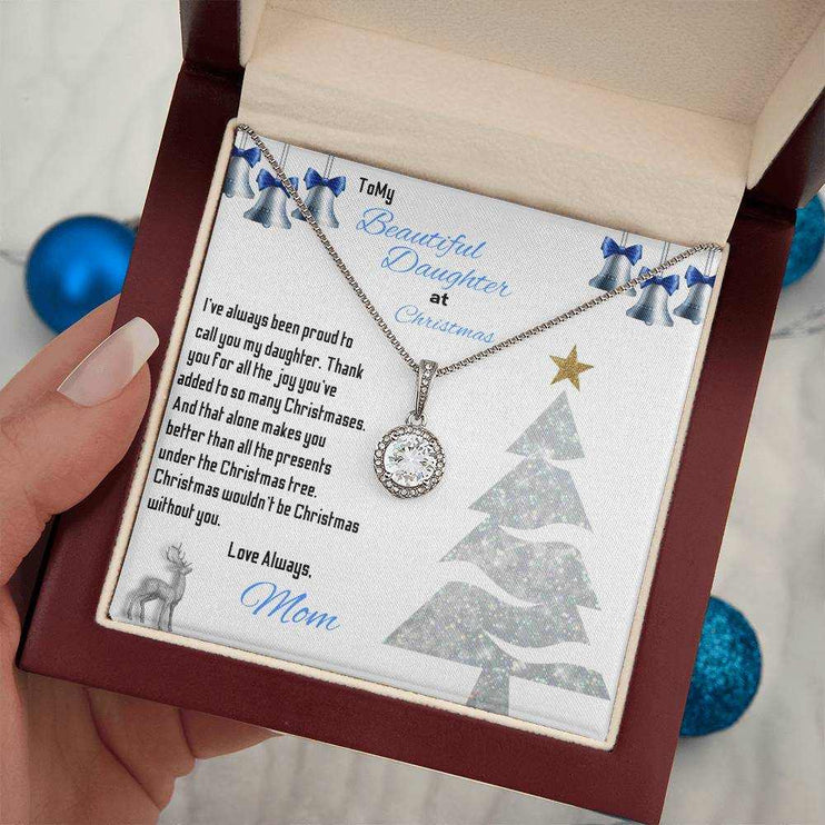 eternal hope necklace in luxury box in a model's hand