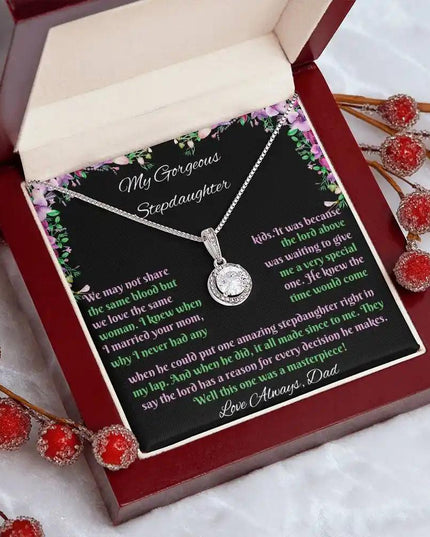 white gold eternal hope necklace in a mahogany box