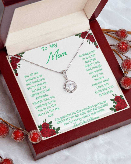 Eternal Hope Necklace with a white gold pendant in a mahogany box angle 3