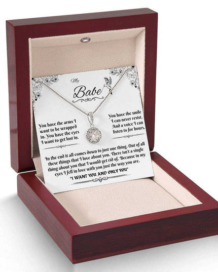 eternal hope necklace in a luxury box angled to the left
