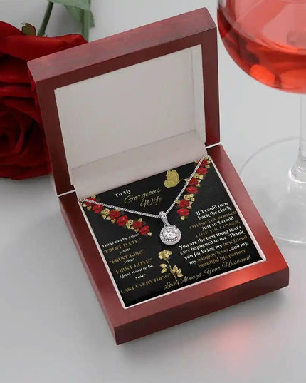 white gold eternal hope necklace in mahogany box