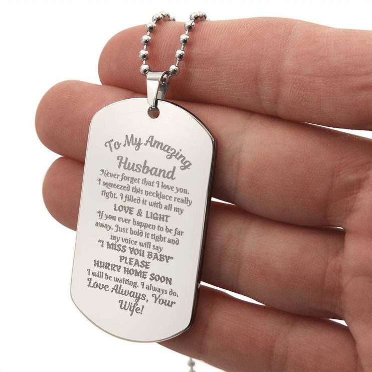 stainless-steel engraved dog tag necklace