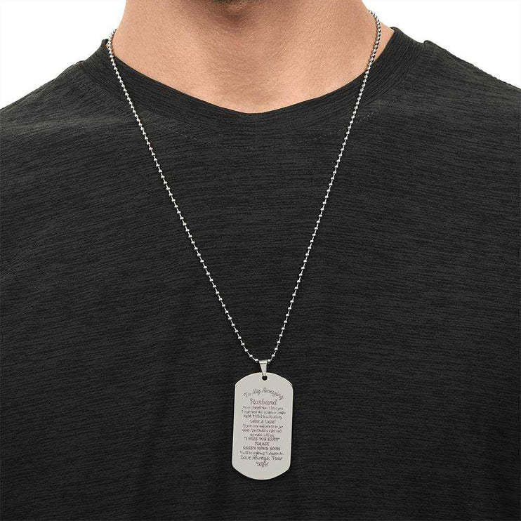 stainless-steel engraved dog tag necklace