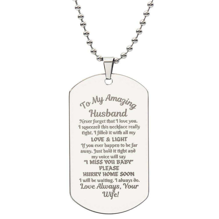 stainless-steel engraved dog tag necklace