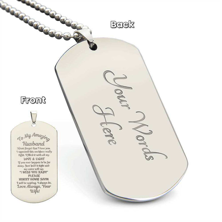 stainless-steel engraved dog tag necklace