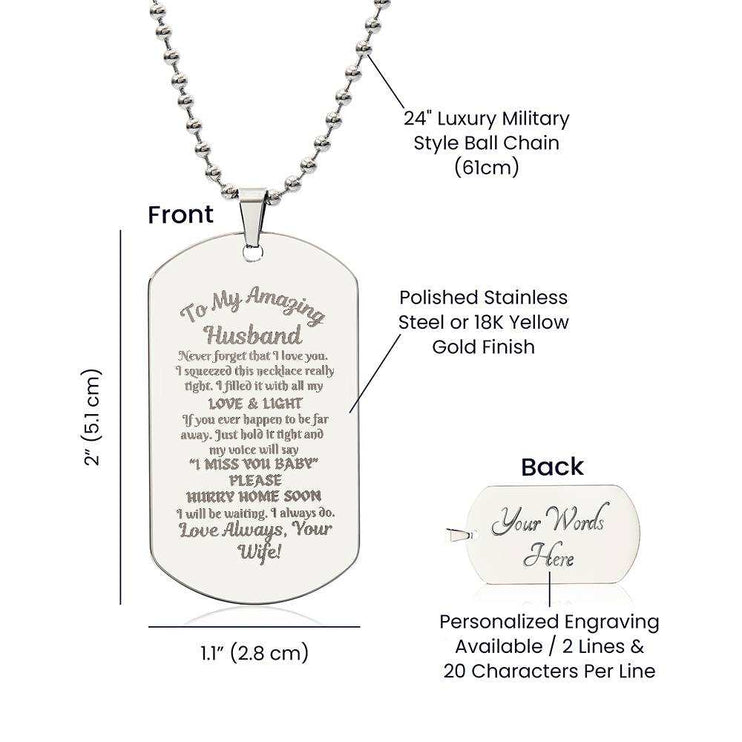 stainless-steel engraved dog tag necklace