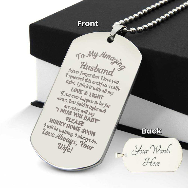 stainless-steel engraved dog tag necklace