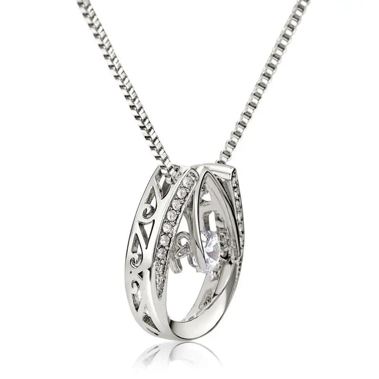 white gold lucky in love necklace showing the width