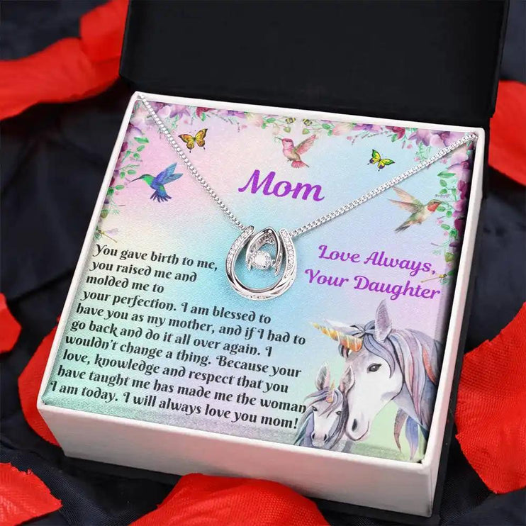 lucky in love necklace in two-tone box angled left